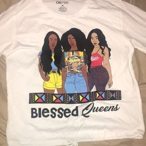 White long sleeve blessed queen shirt